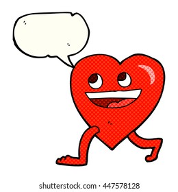 freehand drawn comic book speech bubble cartoon walking heart