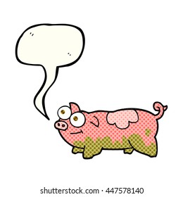 caricatura de libre dibujada en historieta de libre mano sobre el cerdo de burbuja