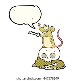freehand drawn comic book speech bubble cartoon graveyard rat