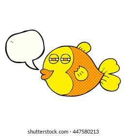 freehand drawn comic book speech bubble cartoon fish