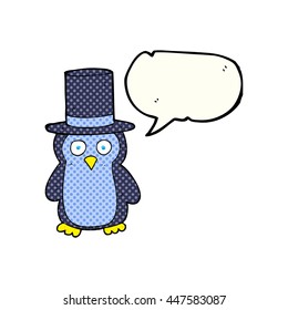 caricatura de la burbuja de la historieta dibujada a mano libre con sombrero de pingüino