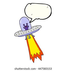 freehand drawn comic book speech bubble cartoon flying saucer