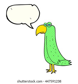 freehand drawn comic book speech bubble cartoon parrot