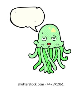freehand drawn comic book speech bubble cartoon octopus