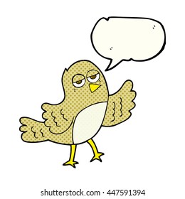 freehand drawn comic book speech bubble cartoon bird