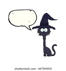 freehand drawn comic book speech bubble cartoon halloween cat