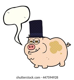 freehand gezeichnete Comicbuch-Sprechblase Cartoon Reichtum Schwein