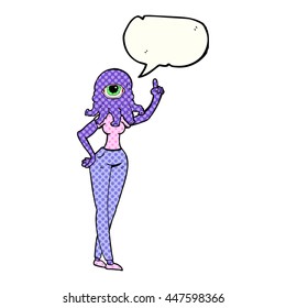 dibujo a mano libre de historieta libro de palabras burbuja dibujos animados de mujeres alienígenas con mano alzada