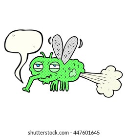 freehand drawn comic book speech bubble cartoon gross farting fly