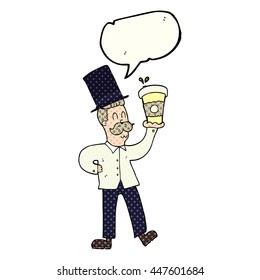dibujante de historietas de libre mano de dibujos animados de burbuja de habla hombre con taza de café