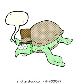 freehand drawn comic book speech bubble cartoon turtle