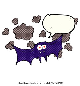freehand drawn comic book speech bubble cartoon vampire bat