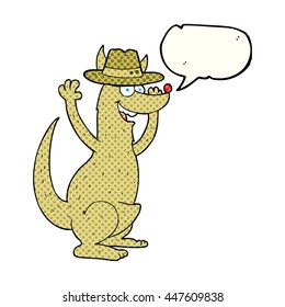 freehand drawn comic book speech bubble cartoon kangaroo