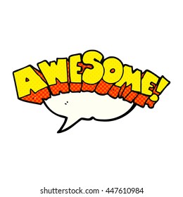 freehand drawn comic book speech bubble cartoon word awesome