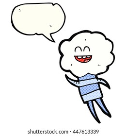 freehand drawn comic book speech bubble cartoon cute cloud head creature