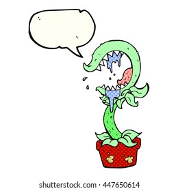 freehand drawn comic book speech bubble cartoon carnivorous plant