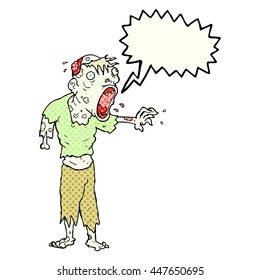 freehand drawn comic book speech bubble cartoon zombie