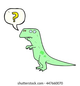 freehand gezeichnete Comicbuch-Sprechblase Cartoon verwirrten Dinosaurier
