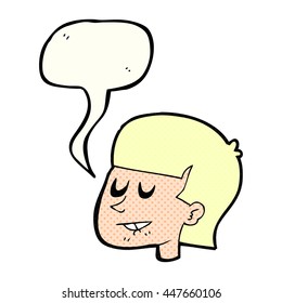 freehand drawn comic book speech bubble cartoon man biting lip