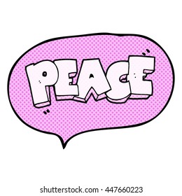 freehand drawn comic book speech bubble cartoon word peace