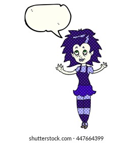 freehand drawn comic book speech bubble cartoon vampire girl