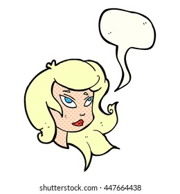 freehand drawn comic book speech bubble cartoon female face
