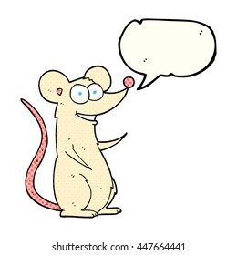 freehand drawn comic book speech bubble cartoon happy mouse