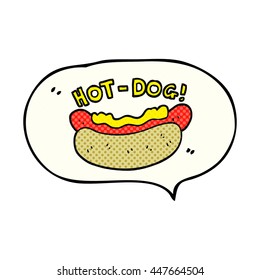 freehand drawn comic book speech bubble cartoon hotdog