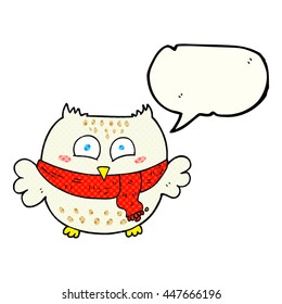 freehand drawn comic book speech bubble cartoon owl