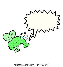freehand drawn comic book speech bubble cartoon fly