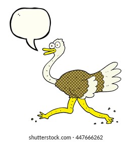 freehand drawn comic book speech bubble cartoon ostrich