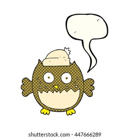 freehand drawn comic book speech bubble cartoon owl