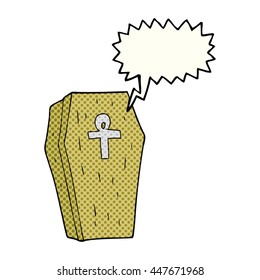 freehand drawn comic book speech bubble cartoon spooky coffin