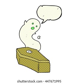 freehand drawn comic book speech bubble cartoon spooky coffin