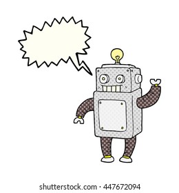 freehand drawn comic book speech bubble cartoon robot