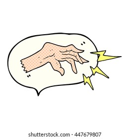 freehand drawn comic book speech bubble cartoon hand casting spell