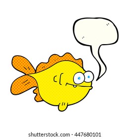 freehand drawn comic book speech bubble cartoon fish