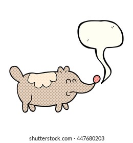 freehand drawn comic book speech bubble cartoon small fat dog