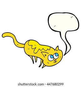 freehand drawn comic book speech bubble cartoon cat