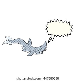 freehand drawn comic book speech bubble cartoon shark