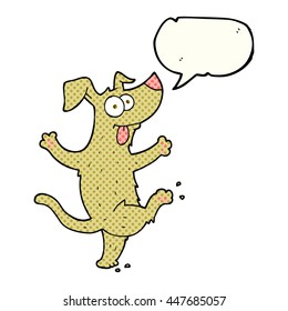 freehand drawn comic book speech bubble cartoon dancing dog