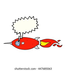 freehand drawn comic book speech bubble cartoon spaceship