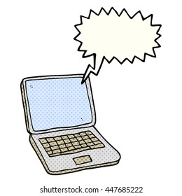 freehand gezeichneter Comicbuch-Sprechblase Cartoon Laptop-Computer