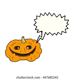 freehand drawn comic book speech bubble cartoon pumpkin