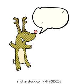 freehand drawn comic book speech bubble cartoon reindeer