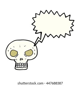 freehand drawn comic book speech bubble cartoon skull