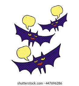 murciélago de halloween con viñeta de libre dibujo de historieta de discurso de burbuja