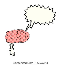 freehand drawn comic book speech bubble cartoon brain
