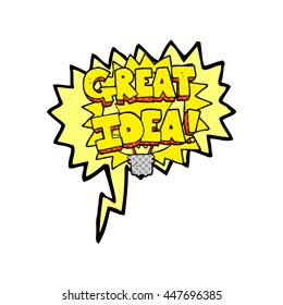 freehand drawn comic book speech bubble cartoon GREAT IDEA! symbol