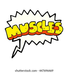 freehand drawn comic book speech bubble cartoon muscles symbol